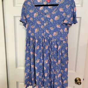 April Cornell Blue Flutter Sleeve Sundress SIZE L